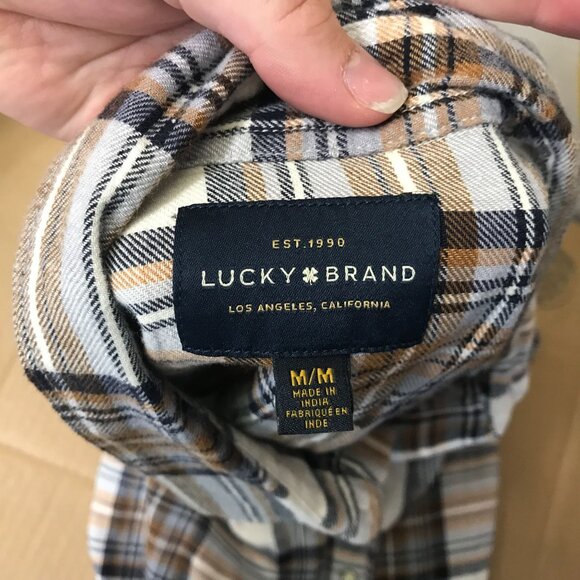 LUCKY BRAND - MEN'S MEDIUM - MULTICOLOR PLAID LONG SLEEVE BUTTON COLLARED SHIRT - Picture 4 of 5